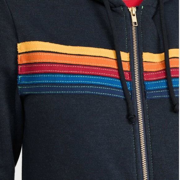 Aviator Nation multistriped full zip dark grey hoodie size large - Picture 4 of 14